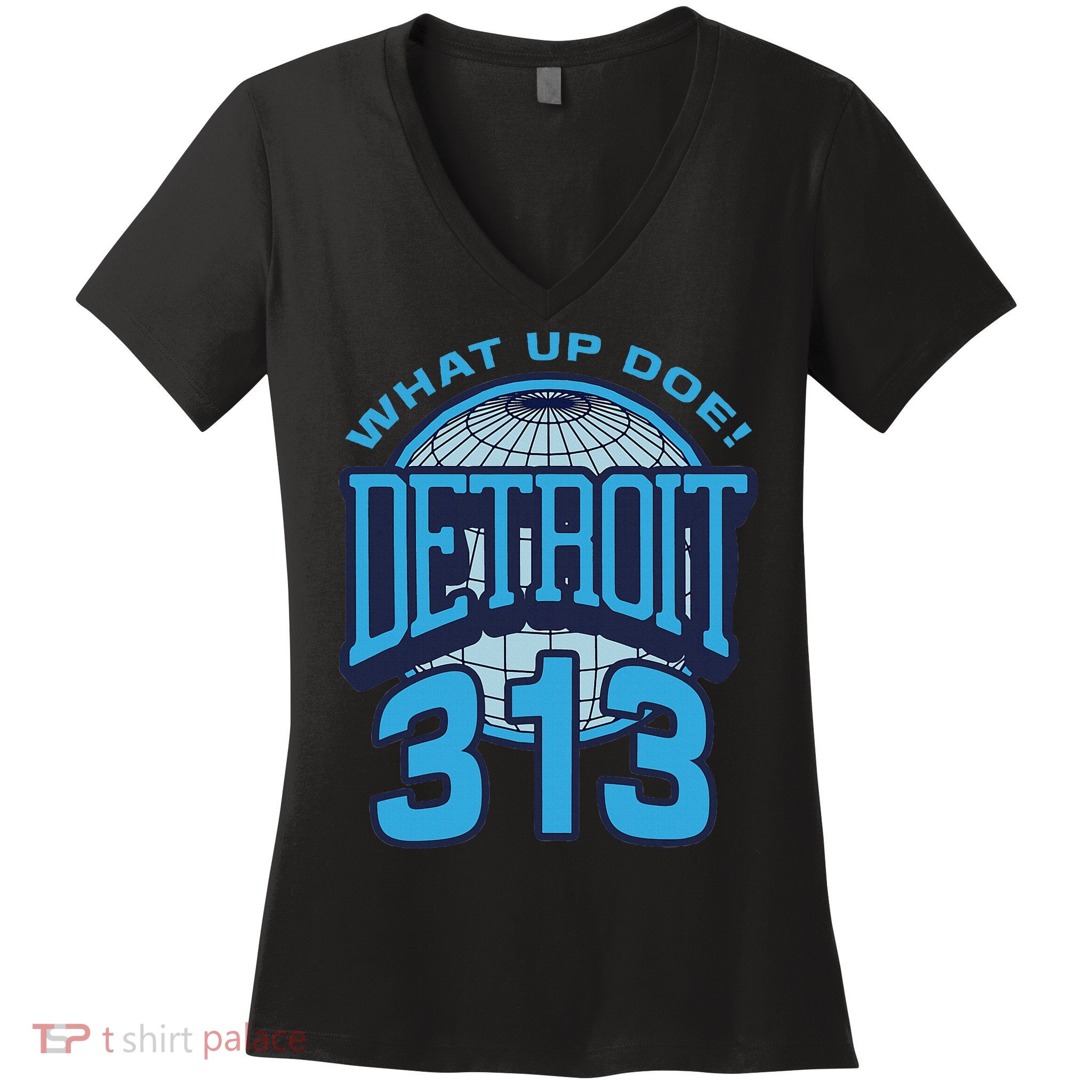 313 Detroit Area Code What Up Doe Hometown Women's V-Neck T-Shirt