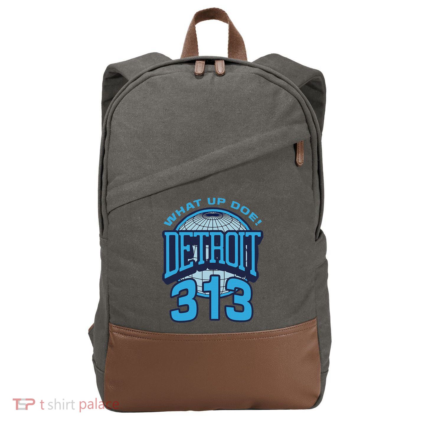 313 Detroit Area Code What Up Doe Hometown Cotton Canvas Backpack