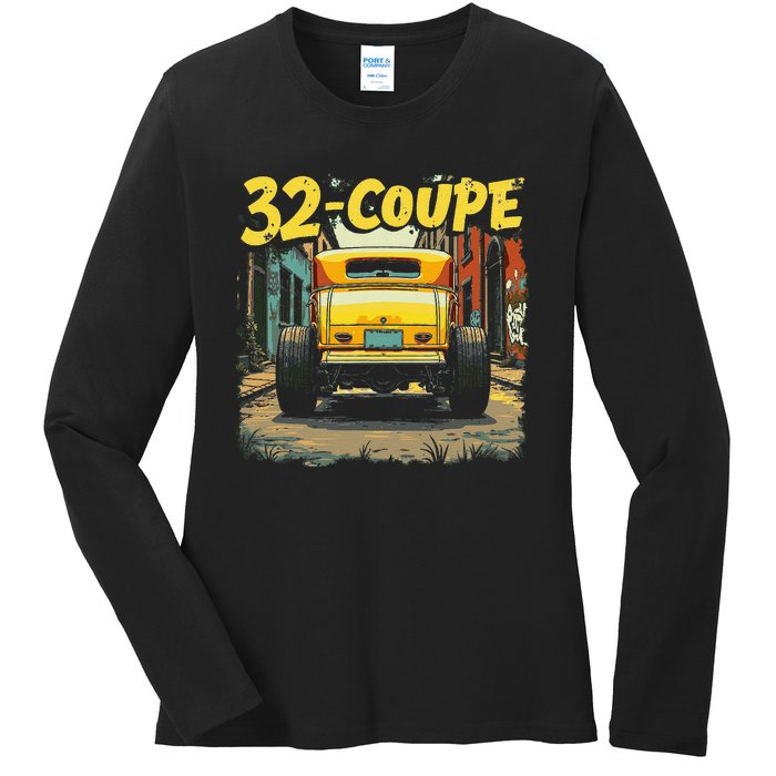 32 Deuce Coupe American Classic 3 Window Rear Window Hot Rod Ladies Long Sleeve Shirt