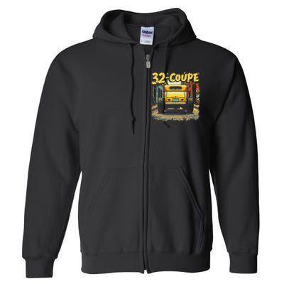 32 Deuce Coupe American Classic 3 Window Rear Window Hot Rod Full Zip Hoodie