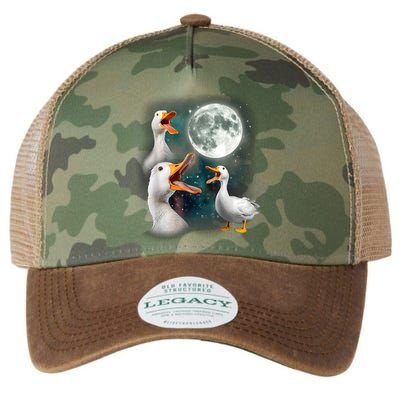 3 Ducks Howl At Moon Funny Weird Cursed Pekin Duck Lover Legacy Tie Dye Trucker Hat
