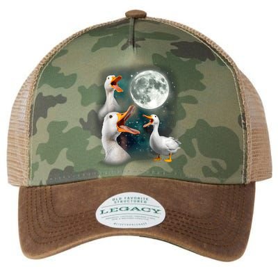 3 Ducks Howl At Moon Funny Weird Cursed Pekin Duck Lover Legacy Tie Dye Trucker Hat