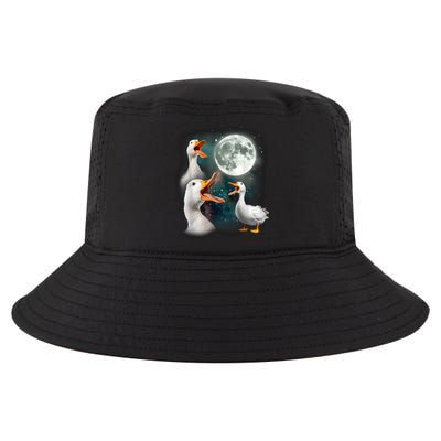 3 Ducks Howl At Moon Funny Weird Cursed Pekin Duck Lover Cool Comfort Performance Bucket Hat