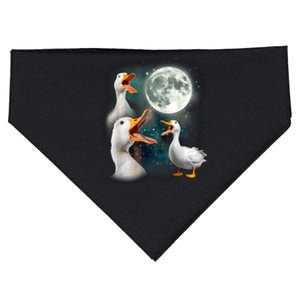 3 Ducks Howl At Moon Funny Weird Cursed Pekin Duck Lover USA-Made Doggie Bandana