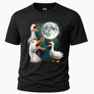 3 Ducks Howl At Moon Funny Weird Cursed Pekin Duck Lover Performance Shirt