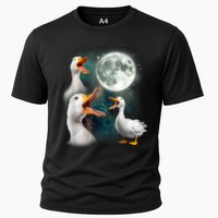 3 Ducks Howl At Moon Funny Weird Cursed Pekin Duck Lover Performance Shirt