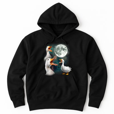 3 Ducks Howl At Moon Funny Weird Cursed Pekin Duck Lover Hoodie