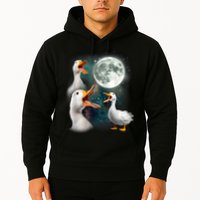 3 Ducks Howl At Moon Funny Weird Cursed Pekin Duck Lover Hoodie