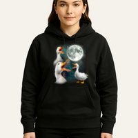 3 Ducks Howl At Moon Funny Weird Cursed Pekin Duck Lover Hoodie