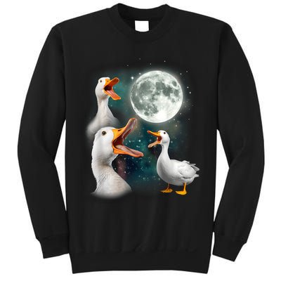3 Ducks Howl At Moon Funny Weird Cursed Pekin Duck Lover Sweatshirt