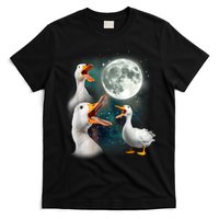 3 Ducks Howl At Moon Funny Weird Cursed Pekin Duck Lover T-Shirt