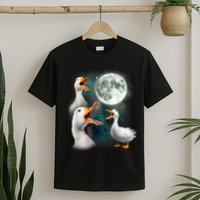 3 Ducks Howl At Moon Funny Weird Cursed Pekin Duck Lover T-Shirt