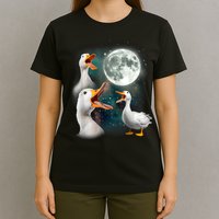 3 Ducks Howl At Moon Funny Weird Cursed Pekin Duck Lover T-Shirt