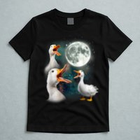 3 Ducks Howl At Moon Funny Weird Cursed Pekin Duck Lover T-Shirt