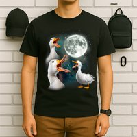 3 Ducks Howl At Moon Funny Weird Cursed Pekin Duck Lover T-Shirt