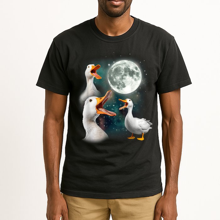 3 Ducks Howl At Moon Funny Weird Cursed Pekin Duck Lover Tall T-Shirt