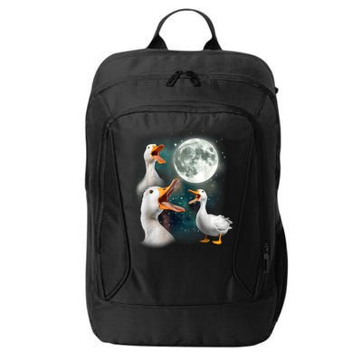 3 Ducks Howl At Moon Funny Weird Cursed Pekin Duck Lover City Backpack