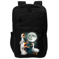 3 Ducks Howl At Moon Funny Weird Cursed Pekin Duck Lover Impact Tech Backpack