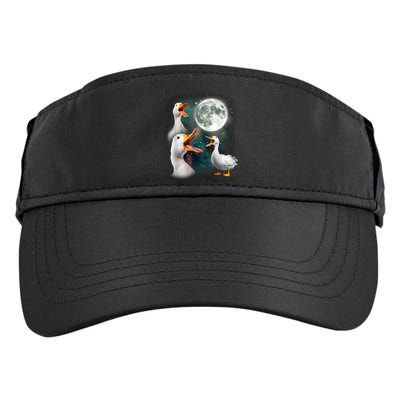 3 Ducks Howl At Moon Funny Weird Cursed Pekin Duck Lover Adult Drive Performance Visor