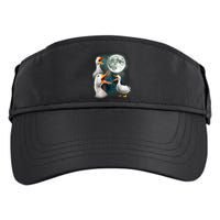 3 Ducks Howl At Moon Funny Weird Cursed Pekin Duck Lover Adult Drive Performance Visor