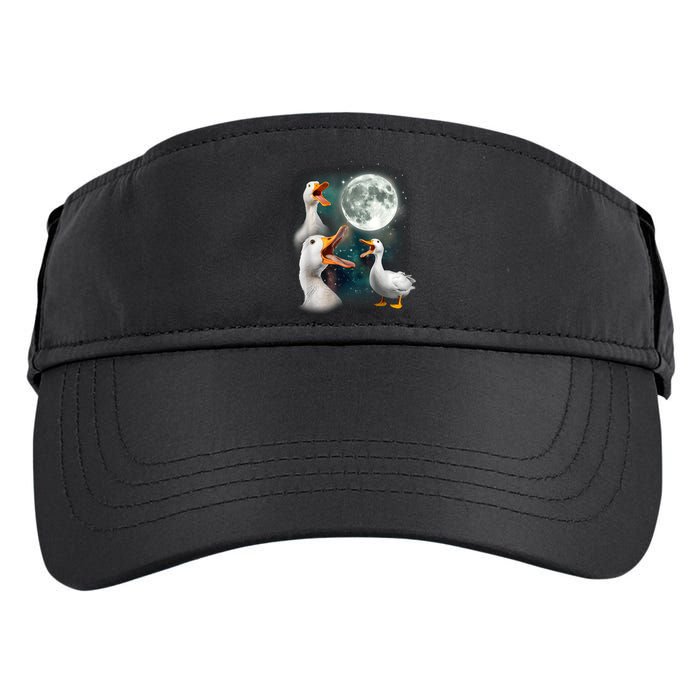 3 Ducks Howl At Moon Funny Weird Cursed Pekin Duck Lover Adult Drive Performance Visor
