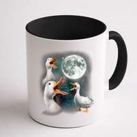 3 Ducks Howl At Moon Funny Weird Cursed Pekin Duck Lover Mug