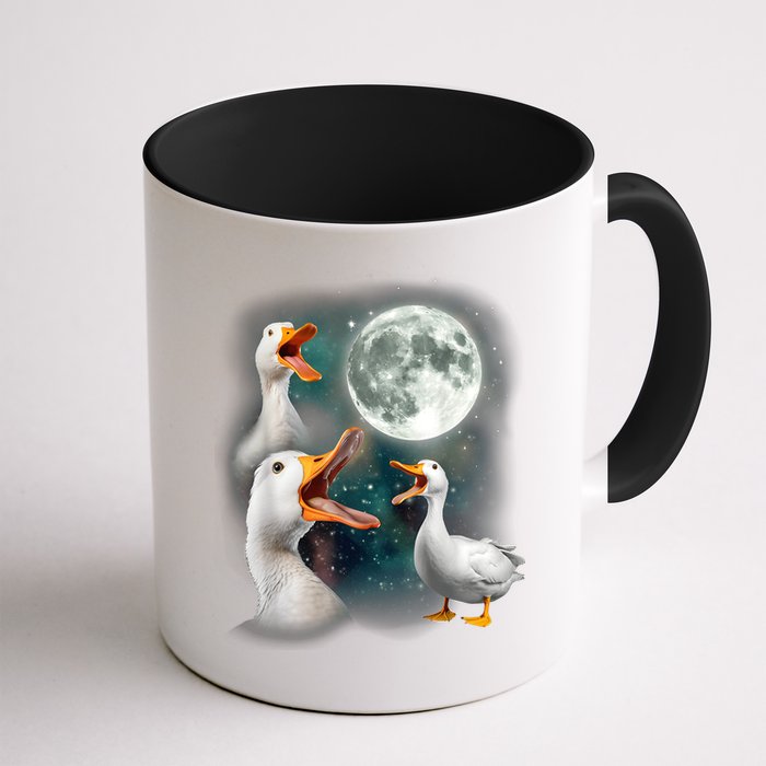 3 Ducks Howl At Moon Funny Weird Cursed Pekin Duck Lover Mug