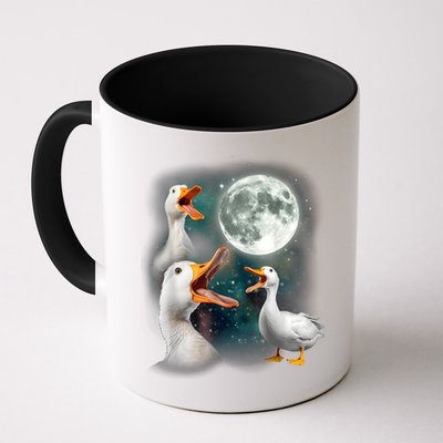 3 Ducks Howl At Moon Funny Weird Cursed Pekin Duck Lover Mug