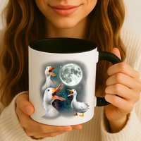 3 Ducks Howl At Moon Funny Weird Cursed Pekin Duck Lover Mug