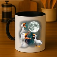 3 Ducks Howl At Moon Funny Weird Cursed Pekin Duck Lover Mug