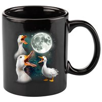 3 Ducks Howl At Moon Funny Weird Cursed Pekin Duck Lover 11oz C Handle Ceramic Mug