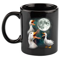 3 Ducks Howl At Moon Funny Weird Cursed Pekin Duck Lover 11oz C Handle Ceramic Mug
