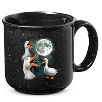 3 Ducks Howl At Moon Funny Weird Cursed Pekin Duck Lover 15oz Campfire Ceramic Mug