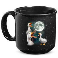 3 Ducks Howl At Moon Funny Weird Cursed Pekin Duck Lover 15oz Campfire Ceramic Mug
