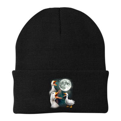 3 Ducks Howl At Moon Funny Weird Cursed Pekin Duck Lover Beanie