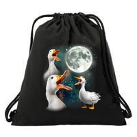 3 Ducks Howl At Moon Funny Weird Cursed Pekin Duck Lover Drawstring Bag
