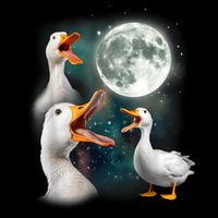 3 Ducks Howl At Moon Funny Weird Cursed Pekin Duck Lover Drawstring Bag
