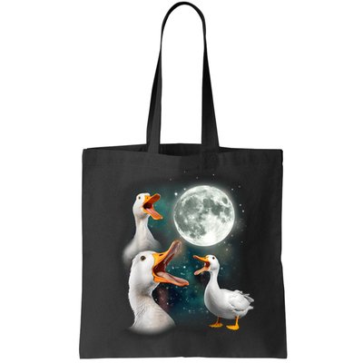 3 Ducks Howl At Moon Funny Weird Cursed Pekin Duck Lover Bag