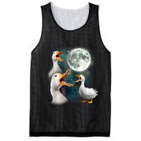 3 Ducks Howl At Moon Funny Weird Cursed Pekin Duck Lover Mesh Reversible Basketball Jersey Tank