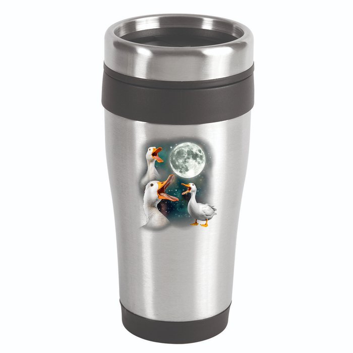 3 Ducks Howl At Moon Funny Weird Cursed Pekin Duck Lover 16oz Travel Tumbler