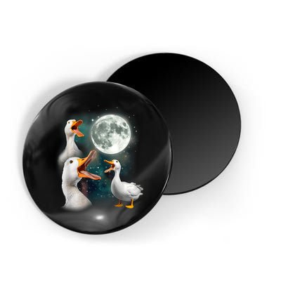 3 Ducks Howl At Moon Funny Weird Cursed Pekin Duck Lover Magnet