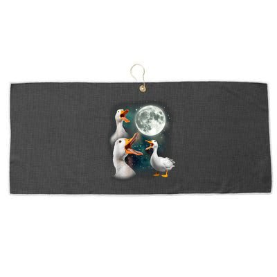 3 Ducks Howl At Moon Funny Weird Cursed Pekin Duck Lover Large Microfiber Waffle Golf Towel
