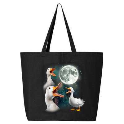 3 Ducks Howl At Moon Funny Weird Cursed Pekin Duck Lover 25L Jumbo Tote