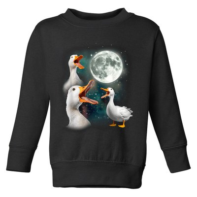 3 Ducks Howl At Moon Funny Weird Cursed Pekin Duck Lover Toddler Sweatshirt
