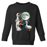 3 Ducks Howl At Moon Funny Weird Cursed Pekin Duck Lover Toddler Sweatshirt