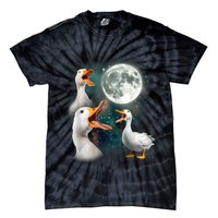3 Ducks Howl At Moon Funny Weird Cursed Pekin Duck Lover Tie-Dye T-Shirt
