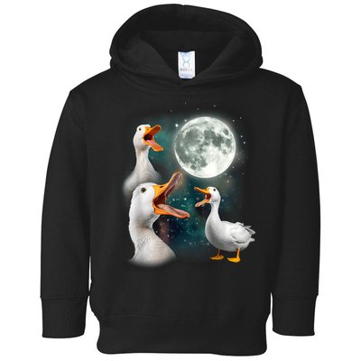 3 Ducks Howl At Moon Funny Weird Cursed Pekin Duck Lover Toddler Hoodie