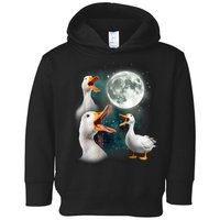 3 Ducks Howl At Moon Funny Weird Cursed Pekin Duck Lover Toddler Hoodie