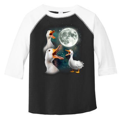 3 Ducks Howl At Moon Funny Weird Cursed Pekin Duck Lover Toddler Fine Jersey T-Shirt