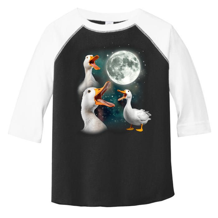 3 Ducks Howl At Moon Funny Weird Cursed Pekin Duck Lover Toddler Fine Jersey T-Shirt